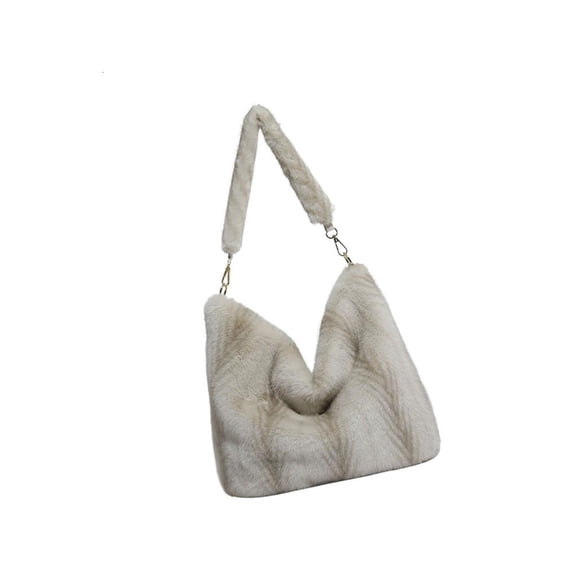 Oversized Faux Furs Shoulder Bag Comfortable Strap Spacious Interior for Daily Use