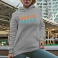 thumbnail image 2 of Coach Squad, Groovy Retro Wavy Text Merch Gift, Heather Grey Hooded Sweatshirt or Hoodie, Medium, 2 of 5