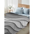 thumbnail image 4 of California King Size Flat Sheet Only, Black Grey Ombre Soft Brushed Microfiber Bed Sheets, Modern Geometric Abstract Aesthetic Cream Hotel Quality Breathable Bedding Top Sheet, Easy Care, 108"x98", 4 of 9