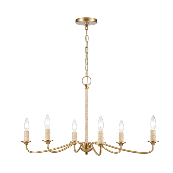 Elk Home Abaca 6-Light Satin Brass Transitional Chandelier
