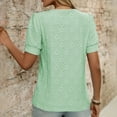 thumbnail image 4 of JGGSPWM Women's Summer Dressy Casual Cute Hollow Embroidered Short Sleeve Tops Tees Blouses Shirts Green S, 4 of 5