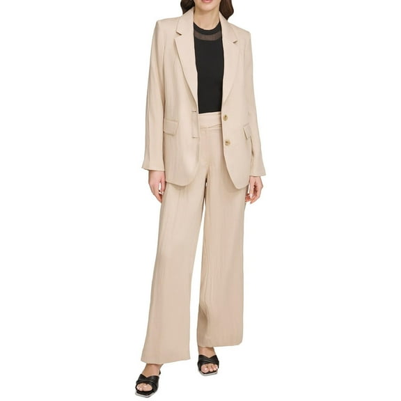 DKNY Womens Deep V 2 Button Closure Two-Button Blazer