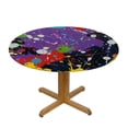 thumbnail image 3 of PIKWEEK Full Width Single-Sided Printing Round Tablecloth Colorful Paint Splatter White, 3 of 8