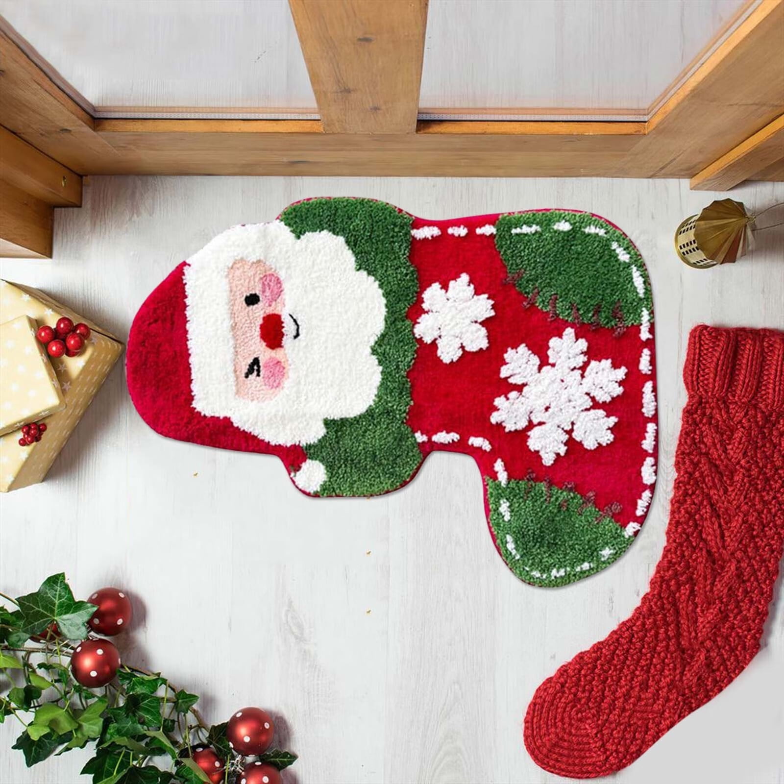 YesRug Christmas Bathroom Rugs Red Cute Kids Bath Mat for Entryway Winter  Gnome Bathroom Decor Funny Bath Rug Water Absorbent Non-Slip Washable