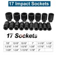 thumbnail image 4 of iMeshbean 22pcs 3/4" Deep Impact Socket Set 6-Point SAE 7/8 Inch - 2 Inch CR-MO Steel Heavy Duty Sockets Ratchet Handle Sliding T-head Breaker Bar and Extension Bars Tool Set, 4 of 14