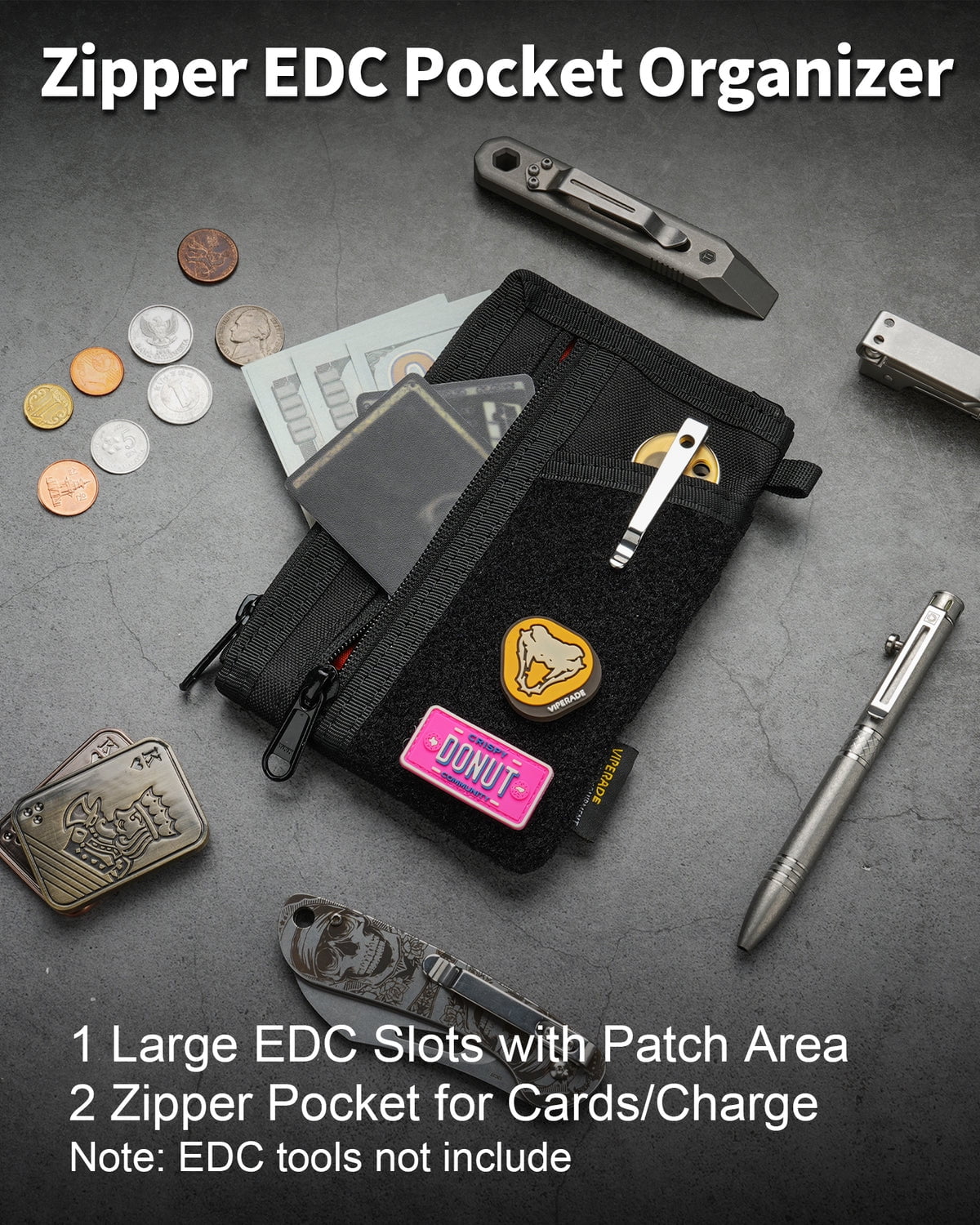 VE36-US  Pocket Organizer, EDC Organizer Pouch with 7 Pockets