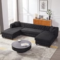 thumbnail image 3 of LUCKHAO 126-inch U-Shaped Oversized Symmetrical Sectional Sofa Couch with 2 Wide Chaises Longue and 2 Pillows ,Classic Chesterfield Button Tufted Chenille Sofa&Couch, 3 of 19