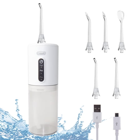 NFJOY Water Flosser for Teeth Portable Electric Cordless Water Dental Flosser with 5 Jet Tips Rechargeable Oral Irrigator 3 Modes with 280ml Water Tank Waterflosser Flossing Machine for Teeth