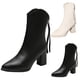 thumbnail image 2 of NECHOLOGY Botas Mujer Adulto Femenino Zapatos Botines para mujer Botines de mujer Color sólido Moda simple Puntiagudo Cómodo Tacón grueso Tacón cuadrado Cremallera trasera (White, 8), 2 of 7