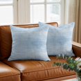 thumbnail image 4 of Throw Pillow Covers 20x20 Inch, Sky Blue Decorative Pillow Cases for Couch Sofa Bed, Vintage Solid Color Modern Minimalist Distressed Cotton Linen Square Home Decor Pillowcases with Hidden Zipper, 4 of 7
