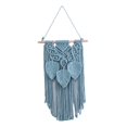 thumbnail image 2 of kowaku Leaves Tassels Macrame Wall Hanging Tapestry Handmade Woven Tapestry Chic Wall Art Decoration for Home Bedroom Dorm Apartment Blue, 2 of 9