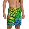 thumbnail image 2 of Kdxio Rainbow Butterflies Print Mens Sleep Shorts Bottoms Soft Comfy Pajama Wear Pants with Drawstring Pockets, 2 of 5
