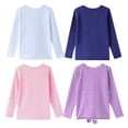 thumbnail image 6 of HILEELANG Girls 100% Cotton Long Sleeve T-Shirt 4-Pack, Purple Stripe Navy Pink White, Casual Everyday Tops, Size 14-15, 6 of 10