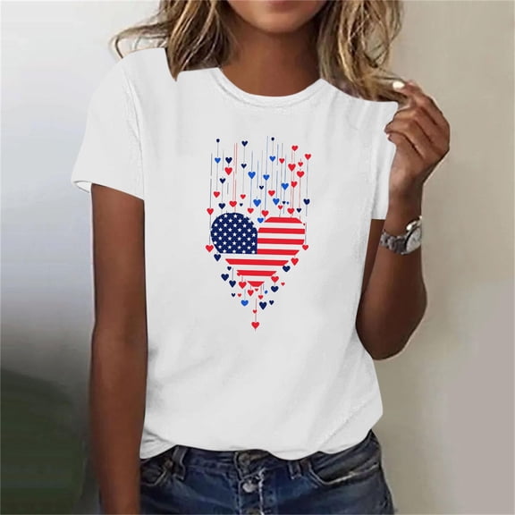 American Flag Sunflower Shirts Women 4th of July Graphic Tees Patriotic T-Shirts USA Flag Star Stripe Tops