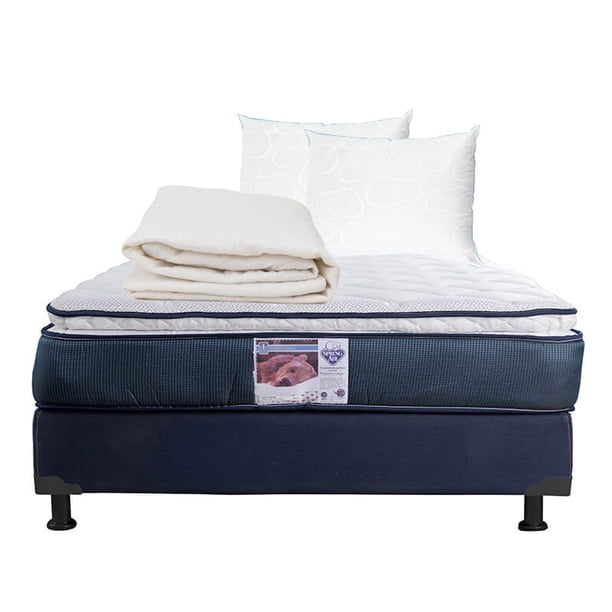 Colchón Queen Size + Box + Protector de colchón + 2 Almohadas Osos Spring Air Mónaco