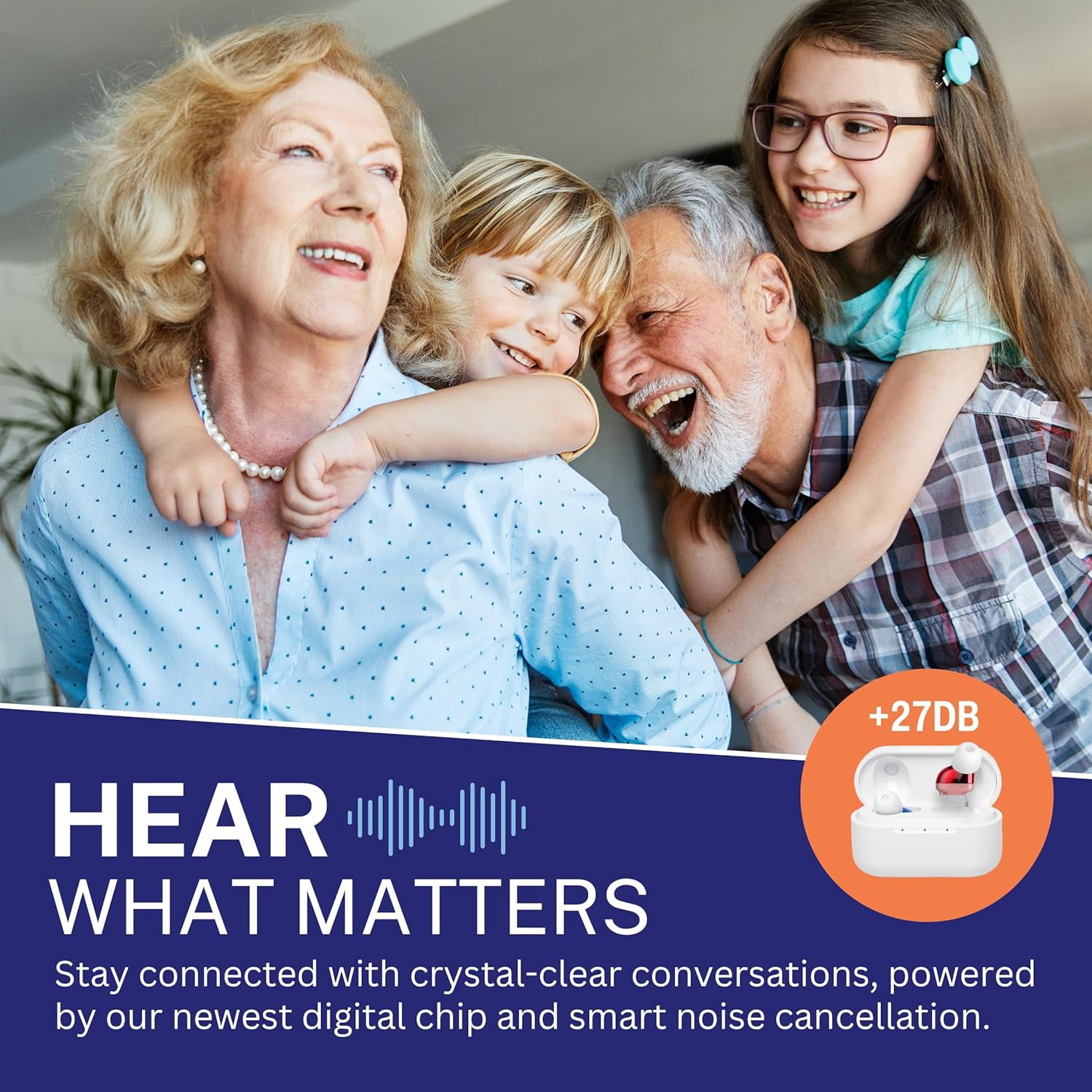 Rechargeable OTC Hearing Aids for Hearing Loss | Hearing Aid Amplifiers Equipped with a Smart Noise Reduction Chip | Clear Sound Quality and Comfortable Wearing | Hearing Loss Aids for Women and Men