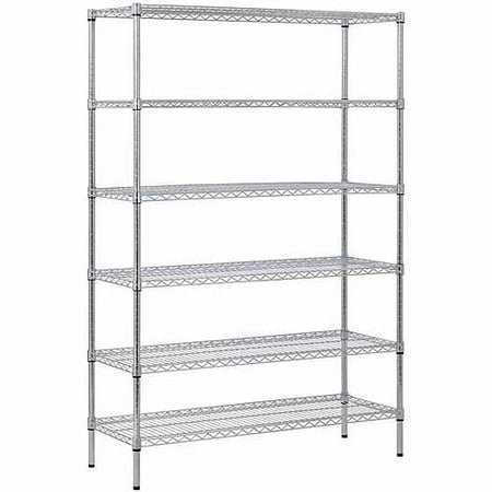 6-Shelf 48"W x 72"H x 18"D Steel Shelving Unit, Zinc