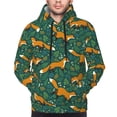 thumbnail image 4 of KLL Green Plants with Fox Print Mens Hoodie Long Sleeve Casual Pullover Hooded Sweatshirt Fashion Drawstring Hoodies with Pocket-Medium, 4 of 6