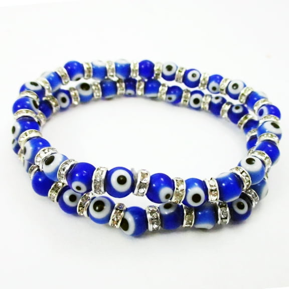 2 Charm Evil Eye Bracelet Crystal Bead Protection Good Luck Jewelry Hamsa Hand