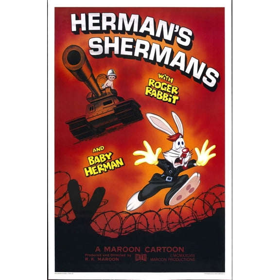 Who Framed Roger Rabbit Movie Poster Hermans Shermans Mini 12x16 Print on Metal Sign 12in x 16in Square Adults Best Posters