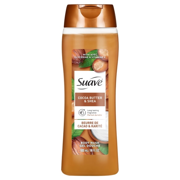 Nettoyant pour le corps hydratant au beurre de cacao et au karité Suave avec glycérine et vitamine E, 532 ml