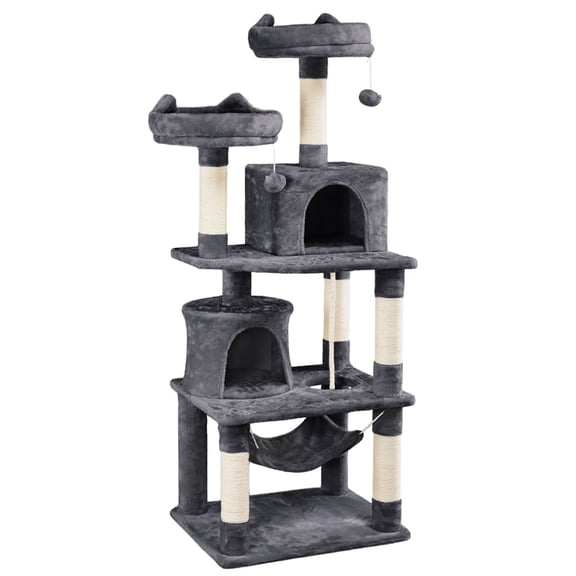 SmileMart 62.2" Double Condo Cat Tree and Scratching Post Tower, Multiple Colors