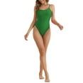 thumbnail image 2 of INSPIRE CHIC Monokini de una pieza para mujer con tirantes ajustables, parte inferior triangular, trajes de baño bikini, talla X-Large, color verde, 2 of 5