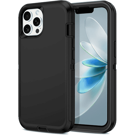 iPhone 12 Pro Max Case Shockproof Dust/Drop Proof 3 in 1 Full Body Rugged Heavy Duty Durable Cover Black