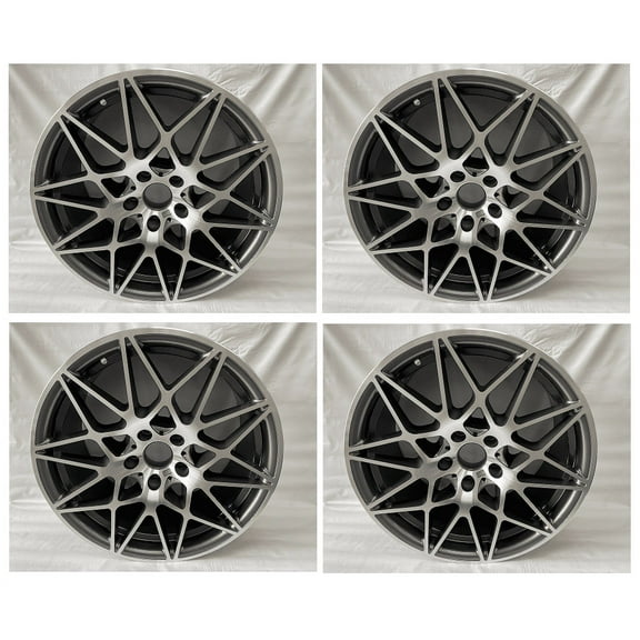Kooloo Aluminum 19" Wheel 5x120 Pattern 19" 5 Lugs, Machined Face Gunmetal, 4 Pack
