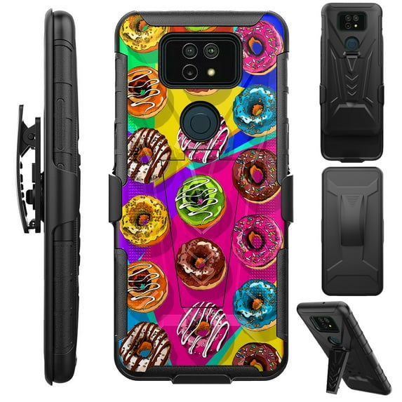 Compatible with Cricket Ovation 2 | AT&T Maestro Max Hybrid Luxguard Holster Phone Case Cover (Donut Party)