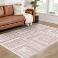 thumbnail image 5 of Beige Modern Micropolyester Area Rugs for Living Room Jacquard Textured Modern Rugs Soft Geometric Rug for Bedroom Washable Rug Non-Slip Bohemian Carpet Perfect for Dining Room Office Beige, 5 of 5