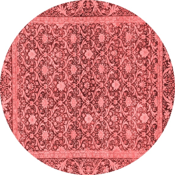 Ahgly Company Indoor Round Abstract Red Modern Area Rugs, 7' Round