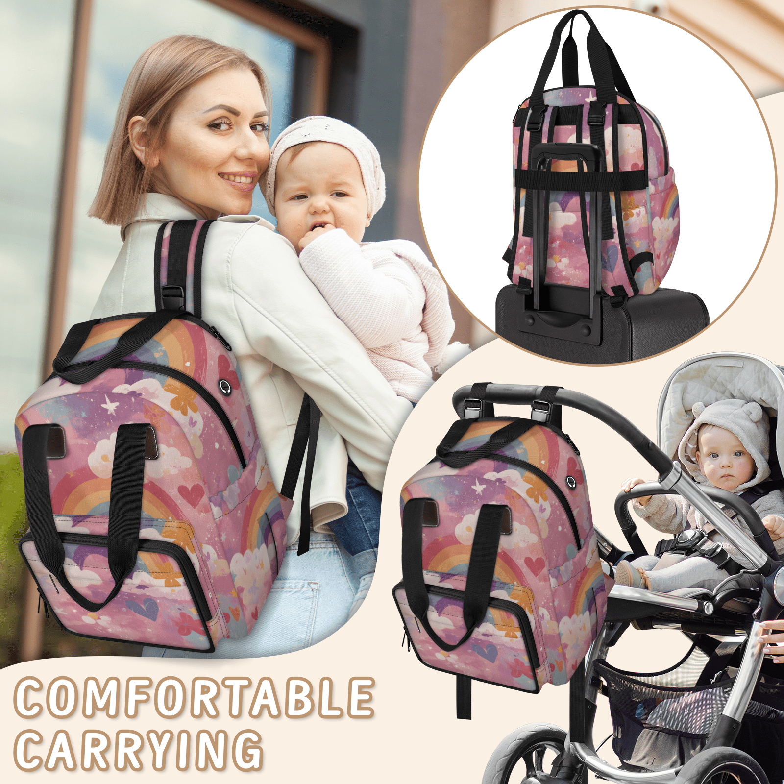 Large Capacity Diaper Bag Backpack with Insulated Pocket & Organizer,Multifunction Maternity Travel Pack for Baby Care