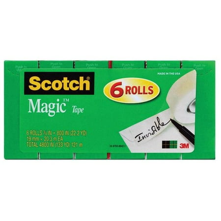 Scotch Magic Tape, 3/4" x 900", 6pk