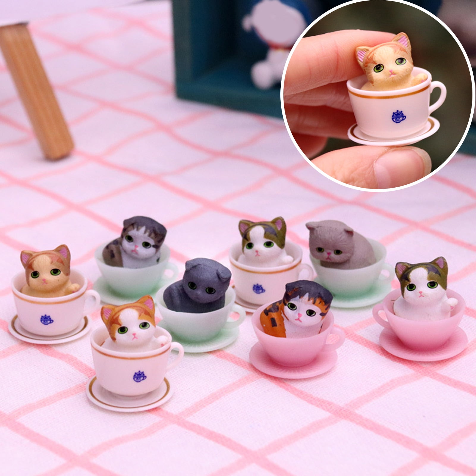 Realistic Mini Cat Ornament Set HandPainted and Adorable Cake