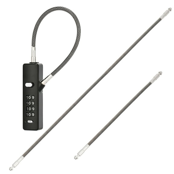 LOKORI Security Cable Lock with Combination, 3 Steel Braided Locking Ropes in 9.8", 23.6", 47.2", Black, 1 Pc
