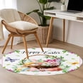 thumbnail image 4 of Round Rug 3.3Ft Washable Non-Slip, Spring Easter Circle Area Rugs for Living Room Bedroom, Colorful Eggs Daisy Flowers Basket Butterfly Indoor Floor Mats Carpet Runner for Home Decor Aesthetic, 4 of 8