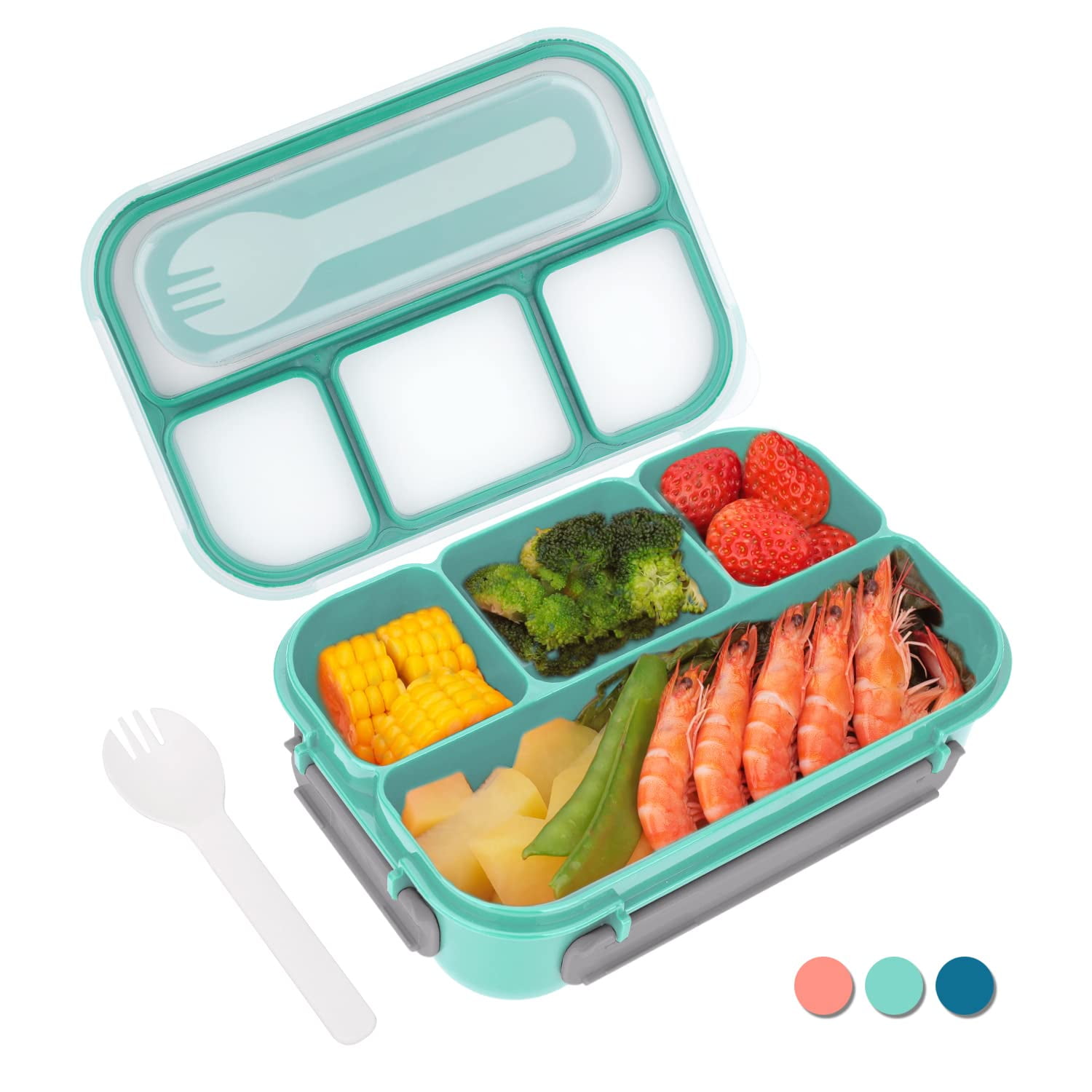  Caperci Classic Bento Box Adult Lunch Box for Older Kids -  Leakpoof 47 oz 3-Compartment Lunch Containers for Adults and Teens,  Built-in Utensil Set, Ideal for On-the-Go Balanced Eating, Pink: Home