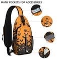 thumbnail image 2 of Sling Backpack,Halloween Bat Silhouette Pattern Crossbody Bag with Water Bottle Holder,Waterproof Sling Bag for Men/Women with Chest Phone Holder for Hiking,Travel, 2 of 6