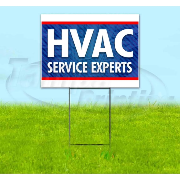Hvac Service Experts (18" x 24") Yard Sign, Includes Metal Step Stake