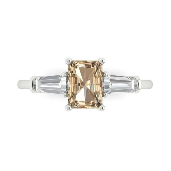 Three-Stone Engagement Ring for Women - 1.5ct Yellow Moissanite in 18K White Gold Promise Ring