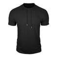 thumbnail image 3 of TAGOLD Mens Summer Short Sleeve Round-Neck Blouses & Shirts Solid Color Ribbed Panel Fitness Sports Top, 3 of 5