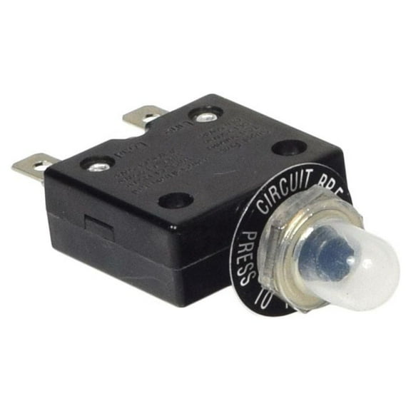 AlveyTech 125/250V AC/32V DC Push-Button Reset Circuit Breaker with 1/4" Quick Tab Terminals (35 Amp)