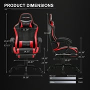 GTRACING Ergonomic GTWD-200 Gaming and Office Chair with Adjustable Pillows and Footrest, Red