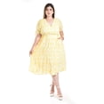 thumbnail image 1 of Vestido cruzado con textura Roman Fashion /Tallas Extras, 9234 (Amarillo) amarillo 42, 1 of 6
