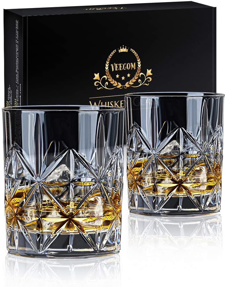 Personalised Whisky Gift Set for Men Whiskey Glasses Set of 2 Stripe 9oz STNTUS 290ml Old Fashioned Whiskey Glasses Stripe Design Whiskey Glass Tumblers for Cocktails Whisky Glass 