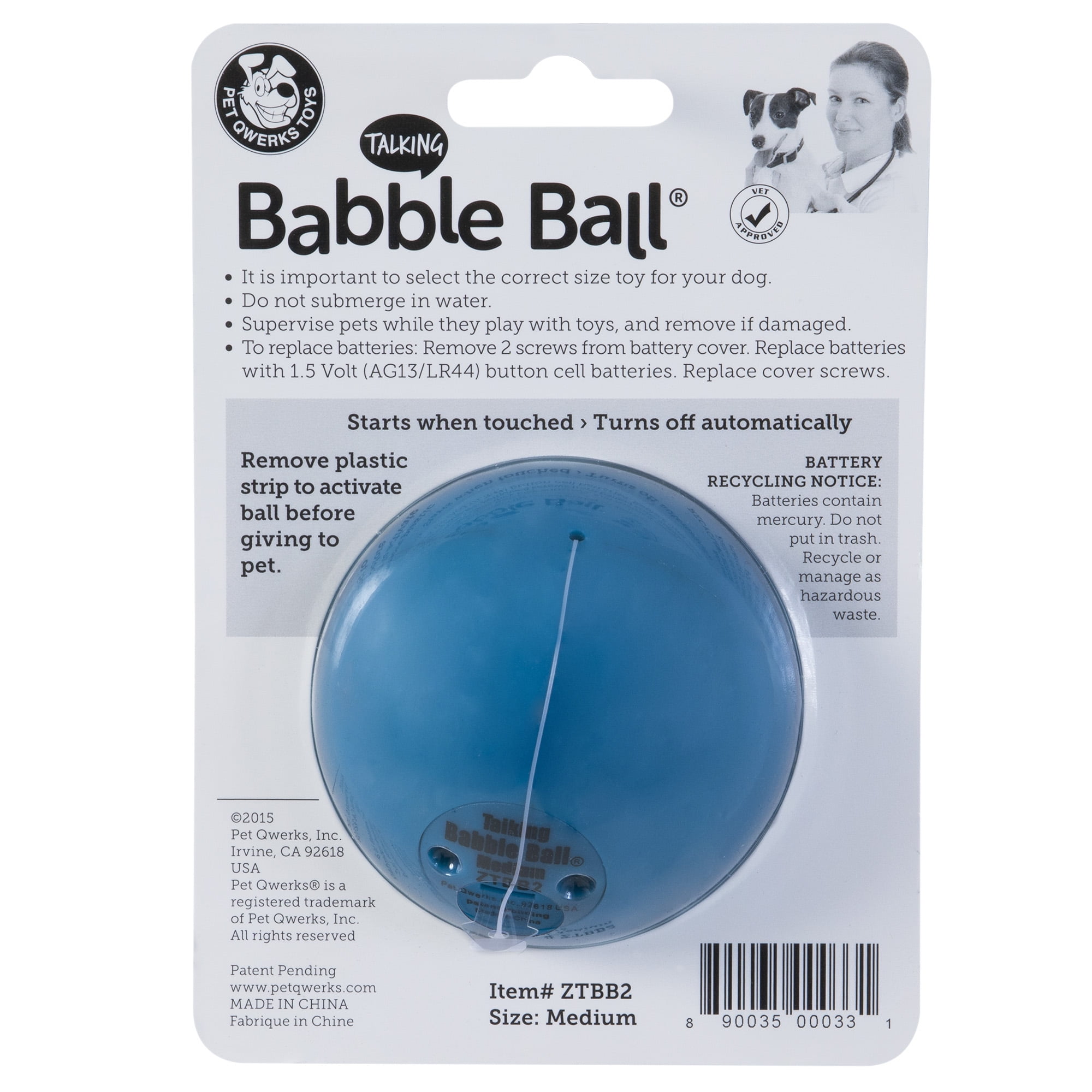 Petmate Talking Babble Light Up Dog Ball Flashing Interactive Toy Medium