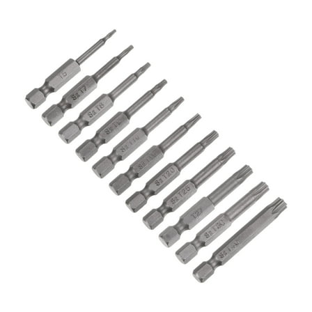 Uxcell 12PCS T5-T40 Torx Security Screwdriver Bit Set S2 Steel Magnetic Tamper Resistant Star Drive Drill Bit 2" Long