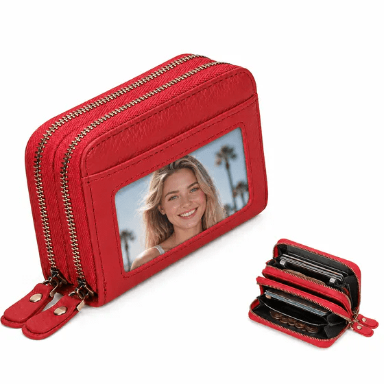 Small Genuine Leather Wallet for Women, RFID Blocking Credit Card Holder Wallet, Womens Small Wallet, Women's Wallets, Card Cases & Money Organizers, Red Wallet, Card Holder Wallet Women,