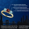thumbnail image 2 of Gem Stone King 18K Yellow Gold Plated Silver Red Rhodolite Garnet and Blue Zircon Engagement Ring for Women | 2.70 Cttw | Round 6MM | Gemstone January Birthstone | Size 8, 2 of 6